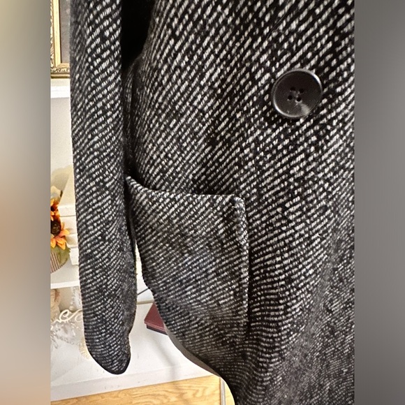 Lucky Brand Wool Blend Pea Coat Black Gray Double-Breasted Button-Up Jacket Sz M - Picture 3 of 15